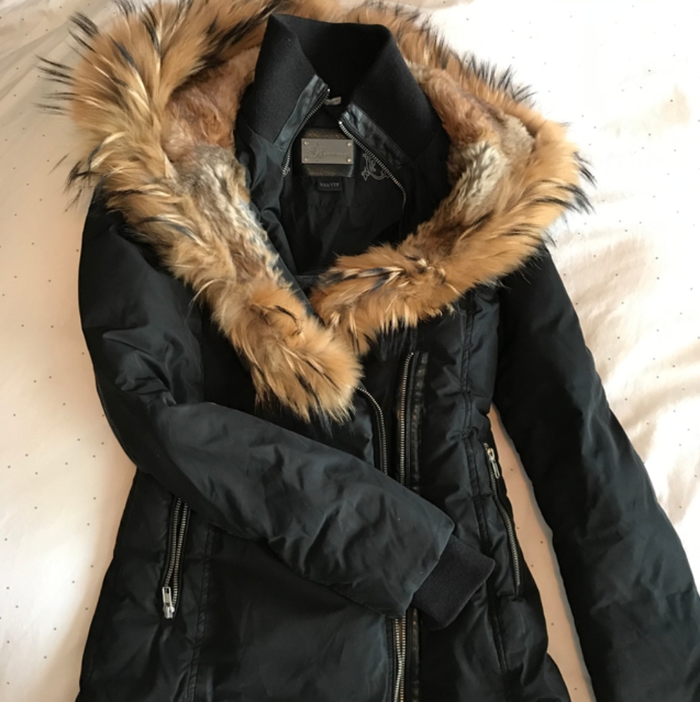 Mackage Black Jacket with Fur Trim